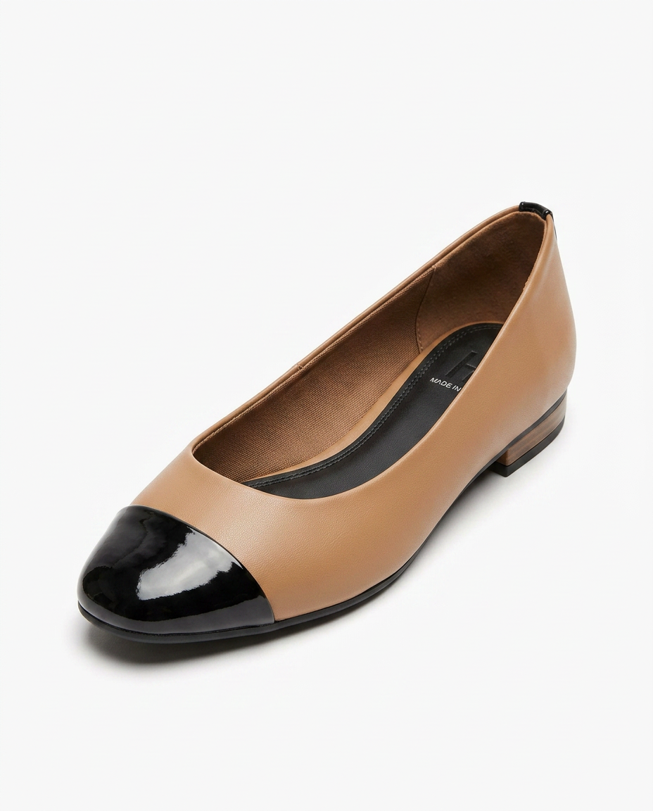 Ballerine marron à bout noir