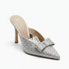 Mule Zara argentée à strass avec nœud