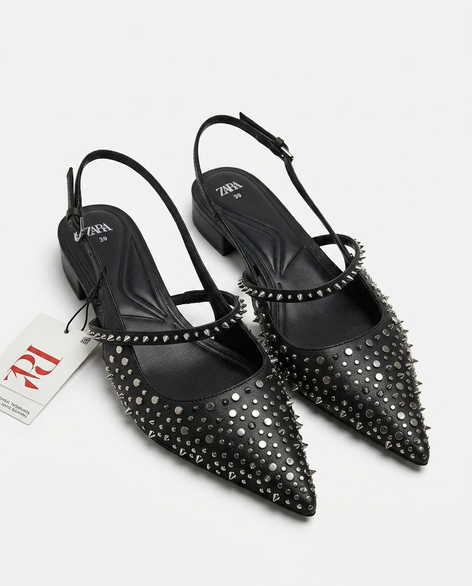 Zara slingback noire à clous
