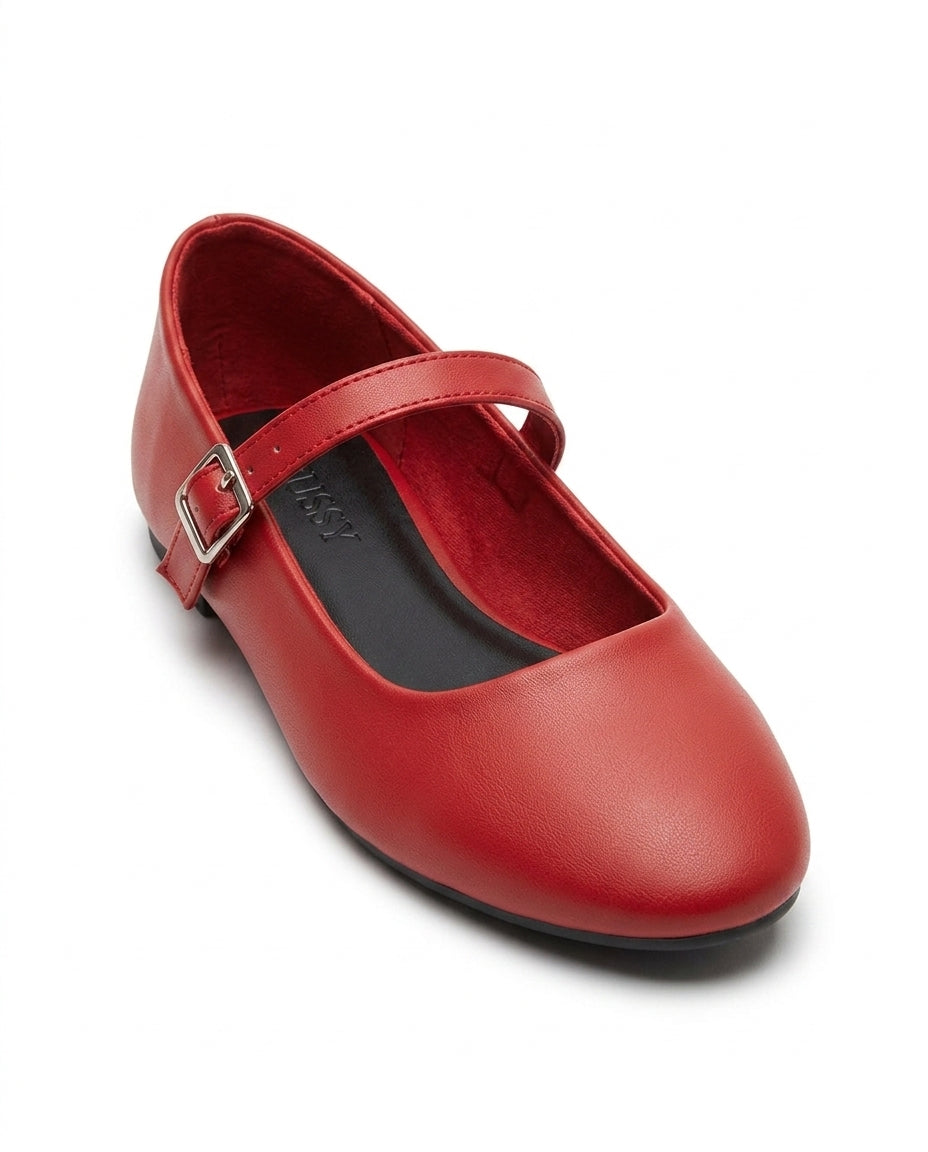 Ballerines rouges à bride style Mary Jane