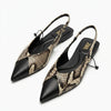 Chaussure plate slingback Zara à motif serpent et bout pointu noir
