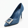 Escarpin en jean avec boucle strass MNG