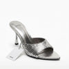 Mule à talon Mango argentée avec paillettes