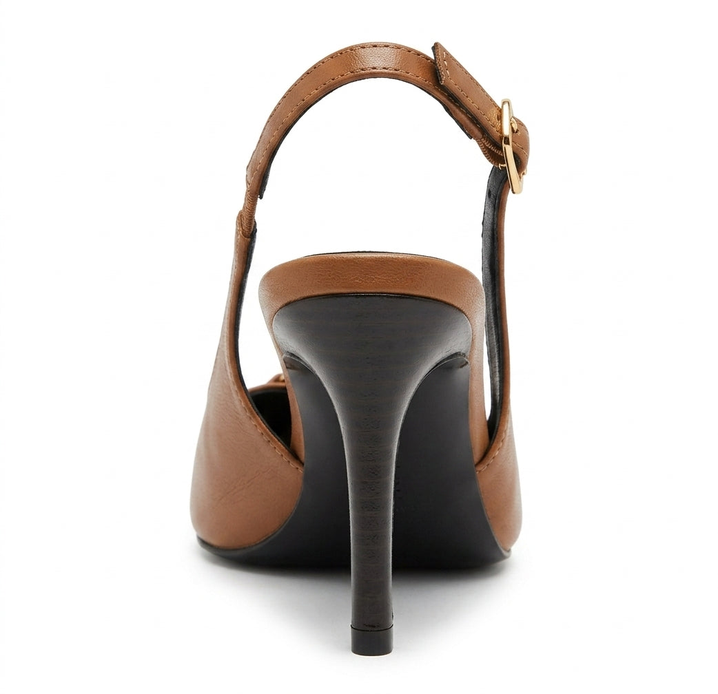 Escarpins slingback marron à bout pointu