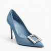 Escarpin Mango bleu denim avec boucle strass