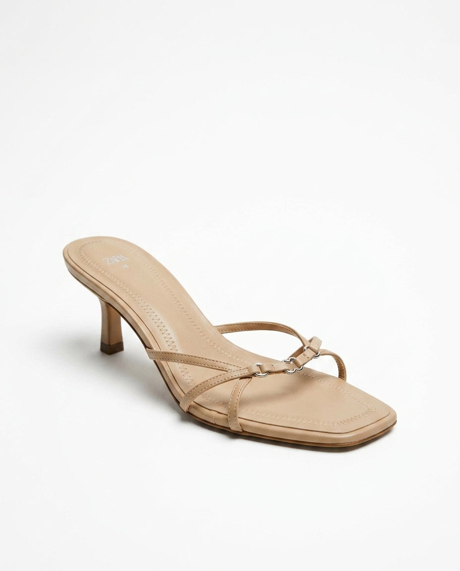 Sandale Zara beige à fines lanières