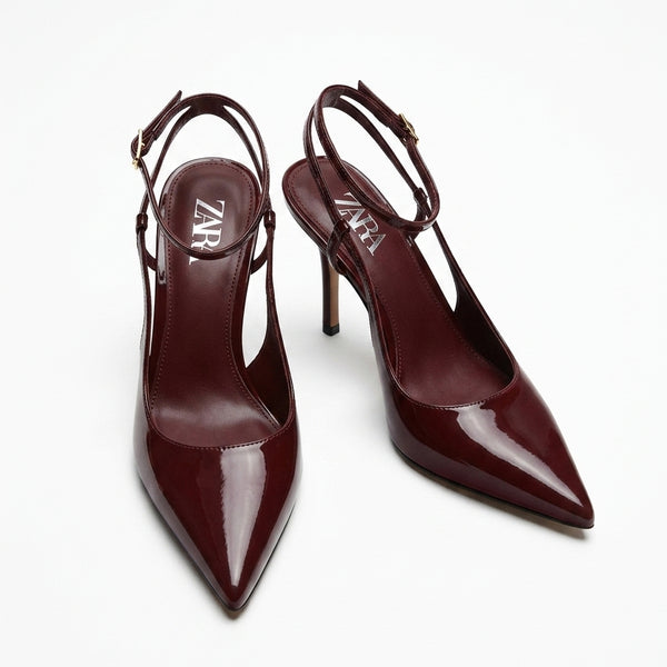 Escarpins à talons bordeaux vernis MNG