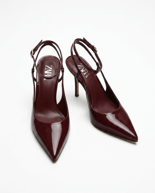 Escarpins à talons bordeaux vernis MNG