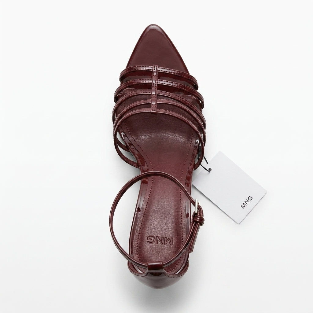 Sandale à talons bordeaux — Mango