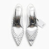 Escarpin argenté MNG à strass et brides transparentes