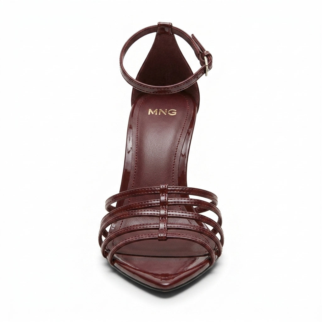 Sandale à talons bordeaux — Mango