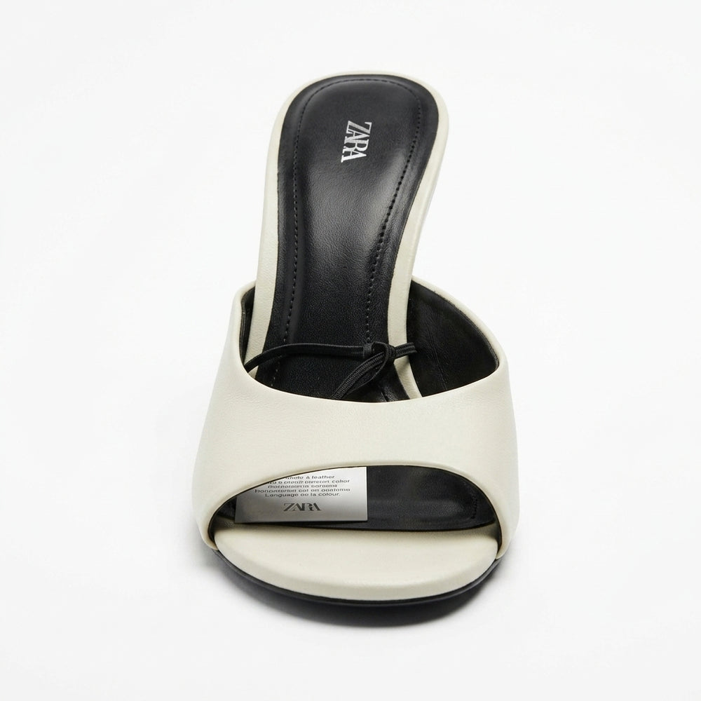 Mule Zara blanche à talon compensé transparent