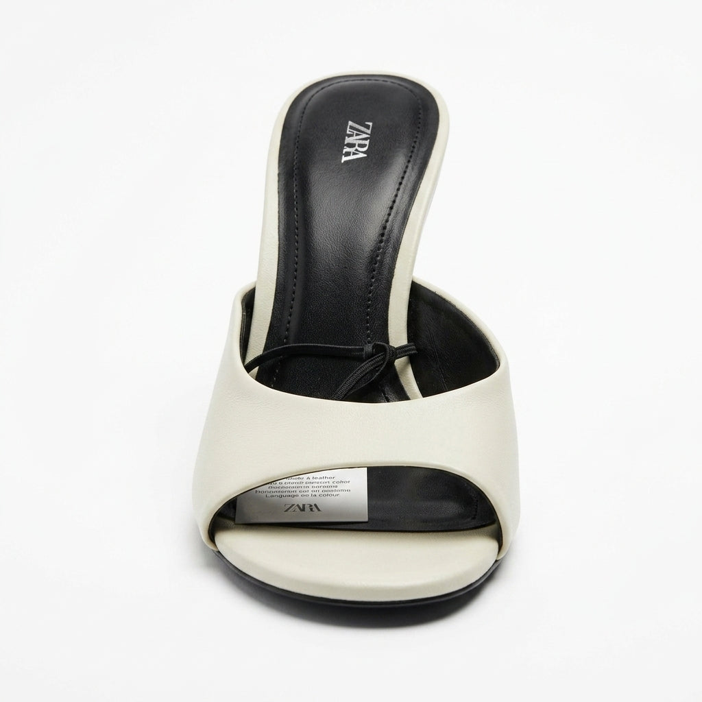 Mule Zara blanche à talon compensé transparent