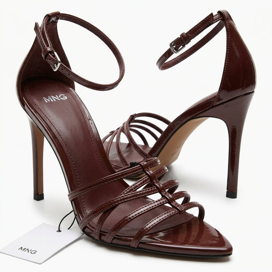 Sandale à talons bordeaux — Mango