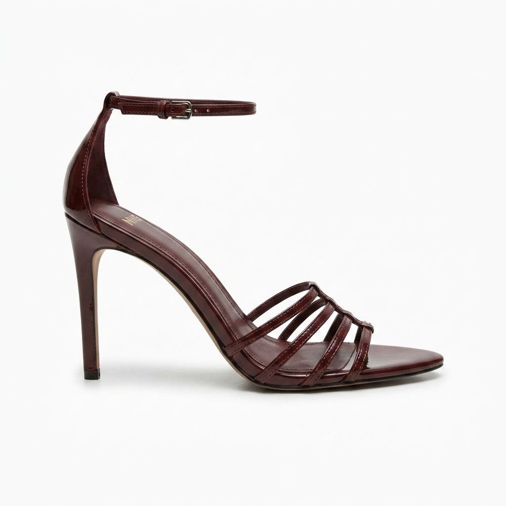 Sandale à talons bordeaux — Mango