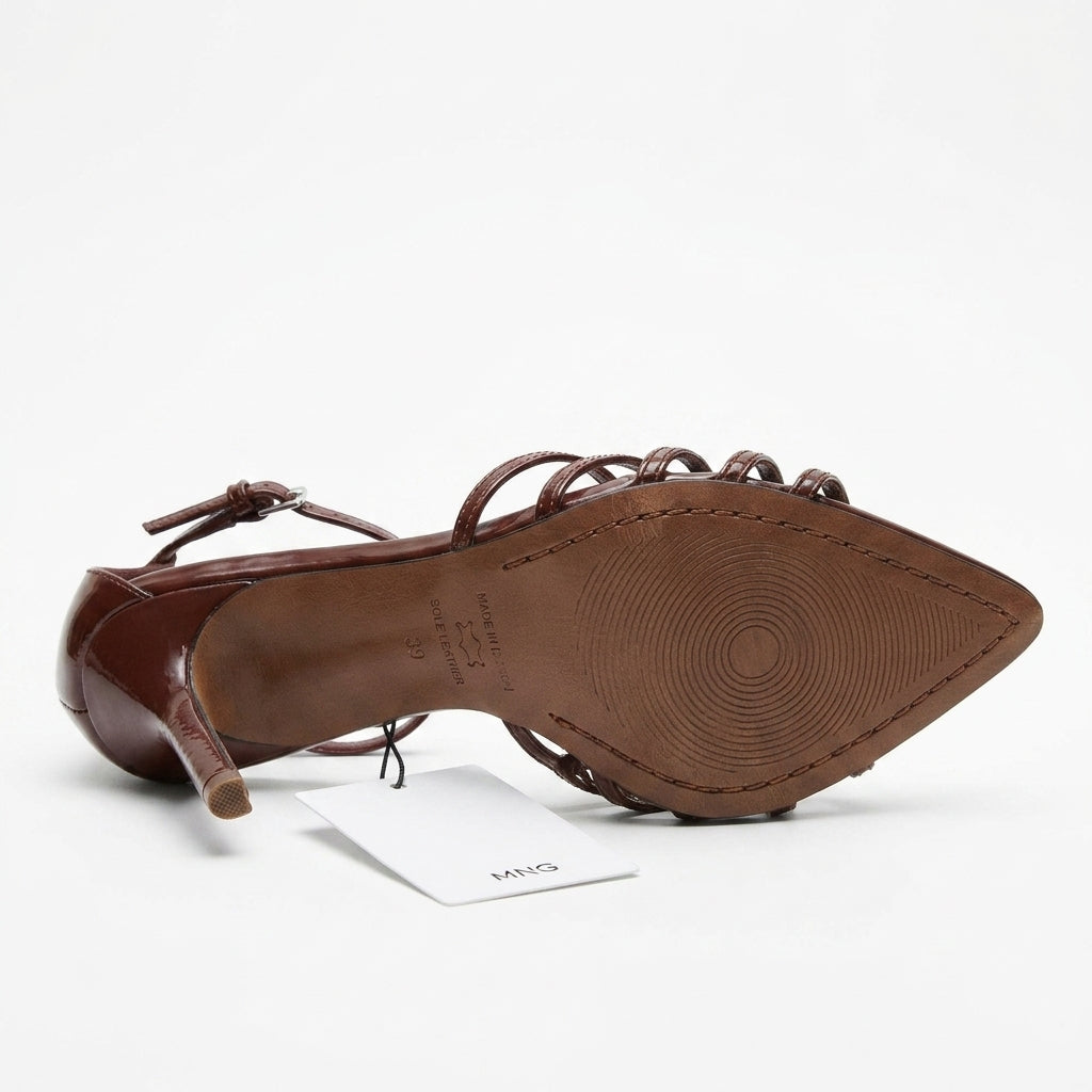 Sandale à talons bordeaux — Mango