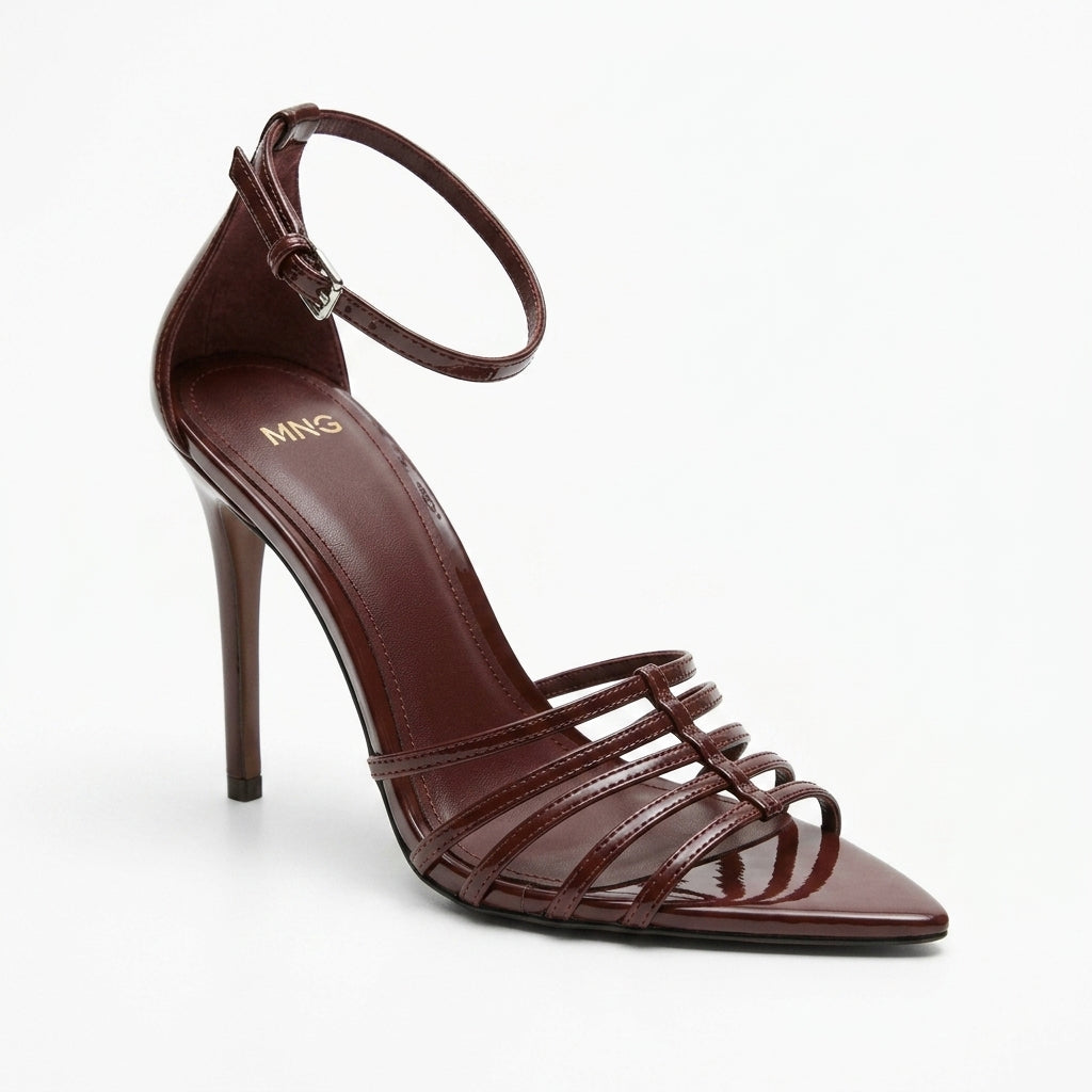 Sandale à talons bordeaux — Mango