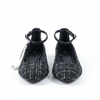 Chaussure Zara à petit talon en tweed noir et blanc avec brides