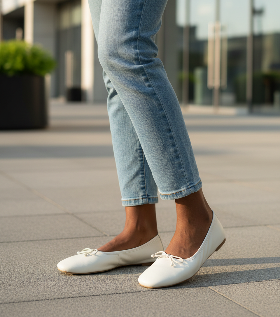 Ballerines blanches avec nœud