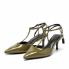 Escarpin Zara vert kaki brillant
