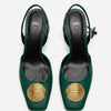 ZARA Slingback verte avec boucle dorée