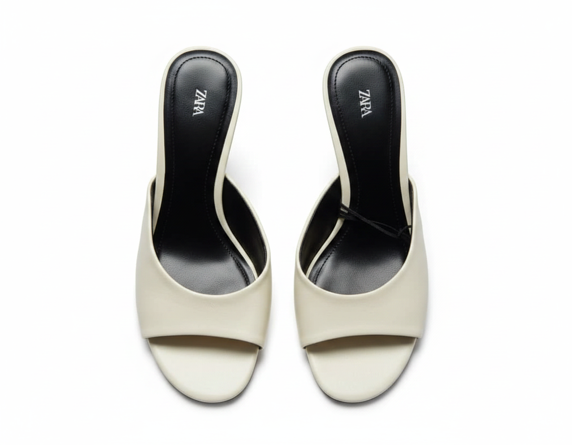 Mule Zara blanche à talon compensé transparent