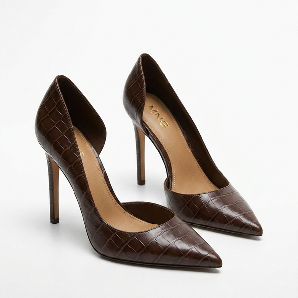 MNG Escarpins marron effet croco