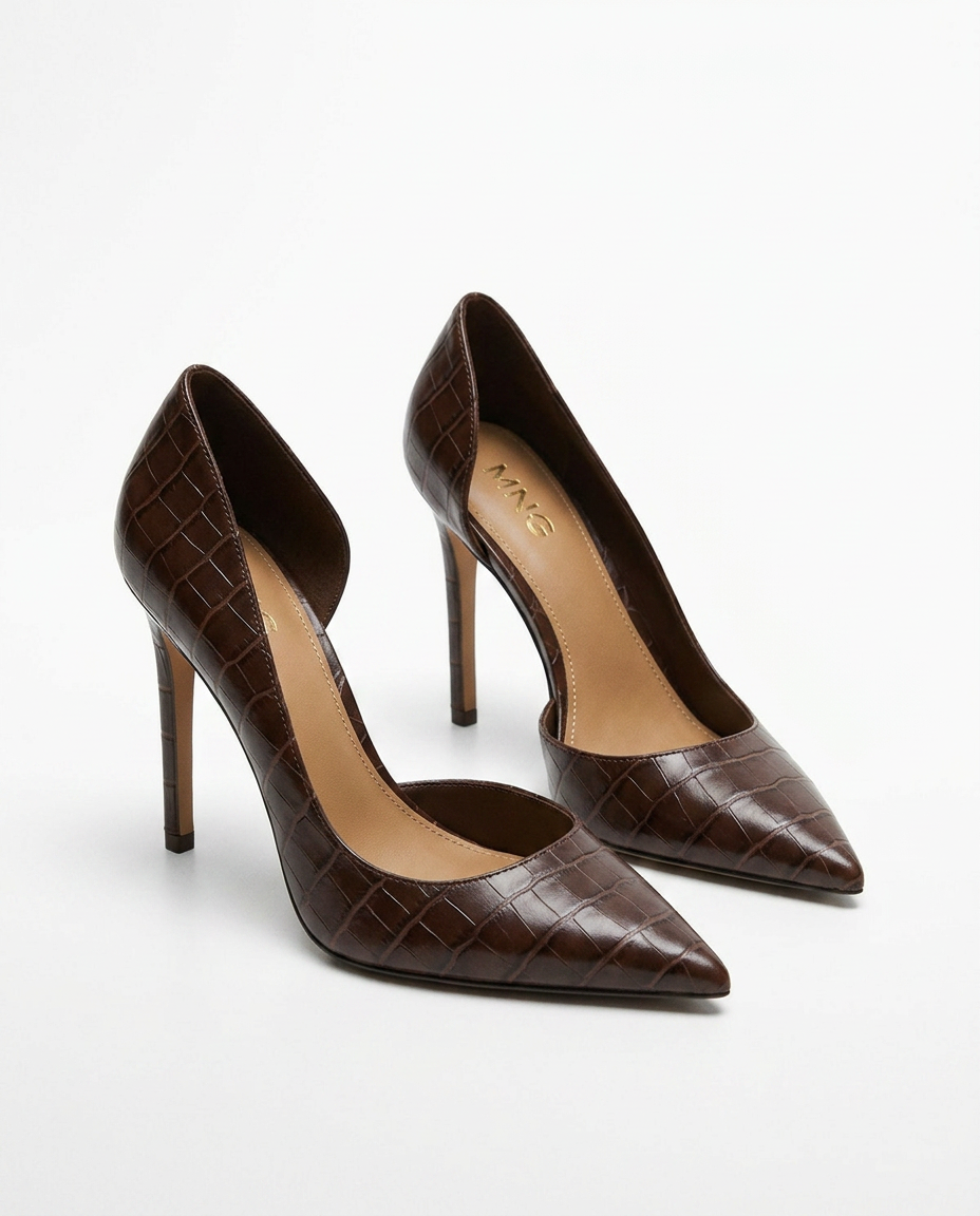 MNG Escarpins marron effet croco