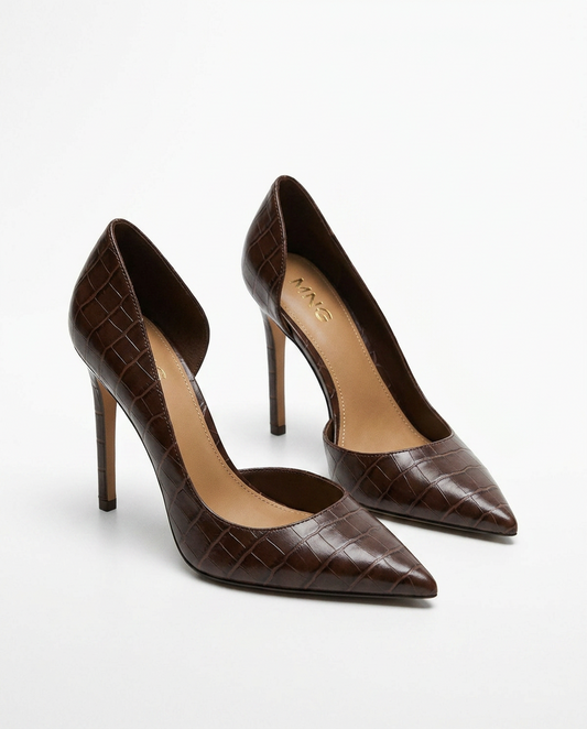 MNG Escarpins marron effet croco