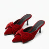 Mules Pull&Bear en velours rouge avec nœud