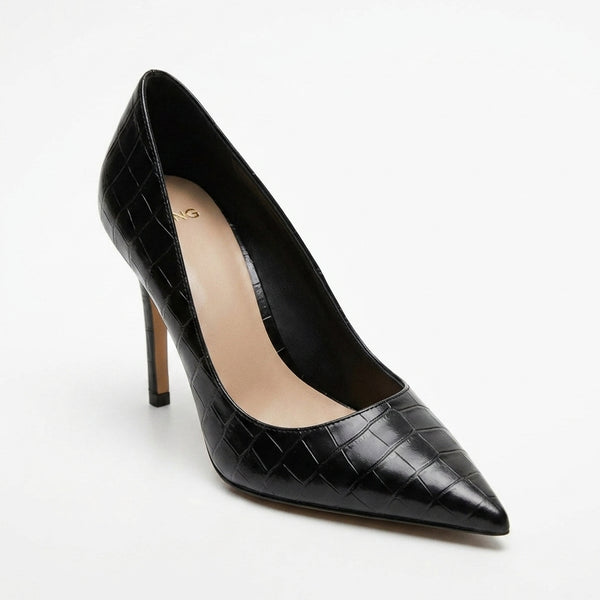 Escarpin noir motif crocodile MNG