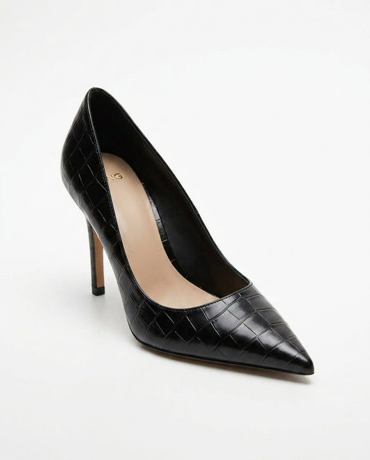 Escarpin noir motif crocodile MNG