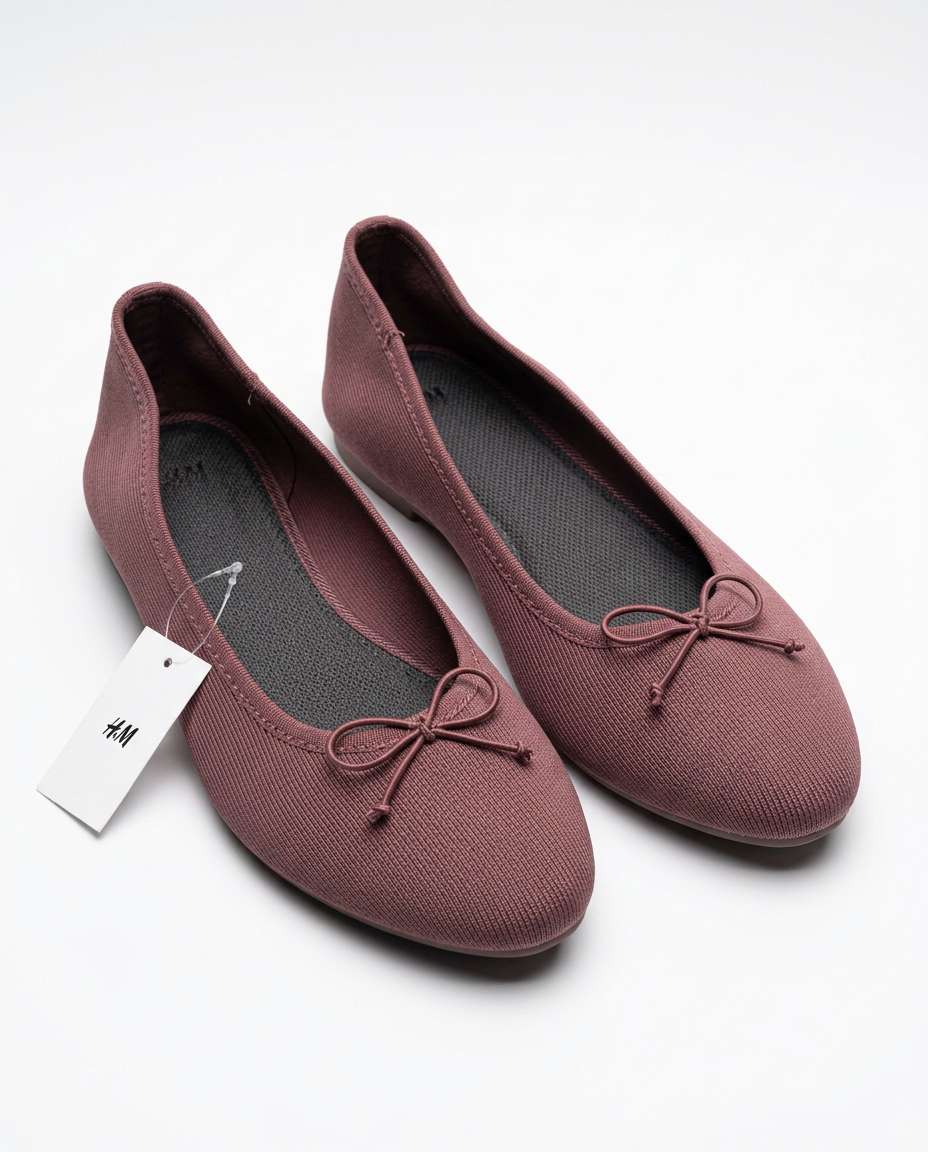 Ballerines en maille bordeaux avec nœud