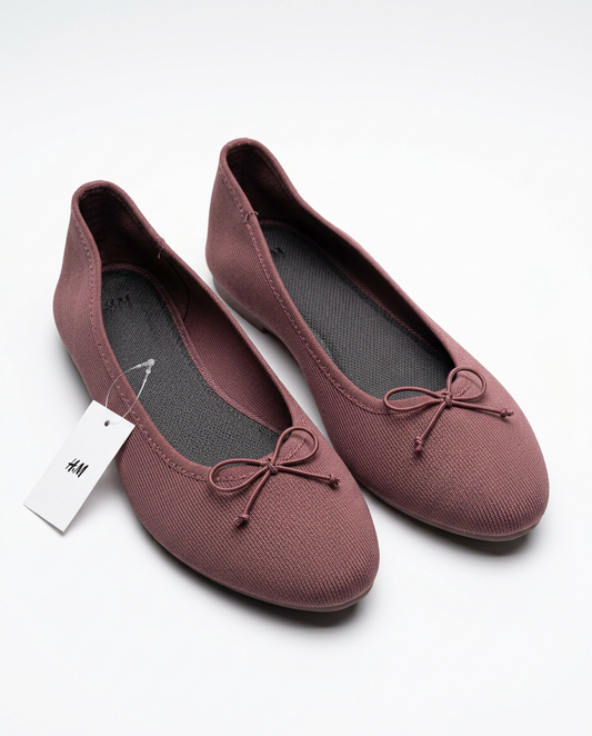Ballerines en maille bordeaux avec nœud