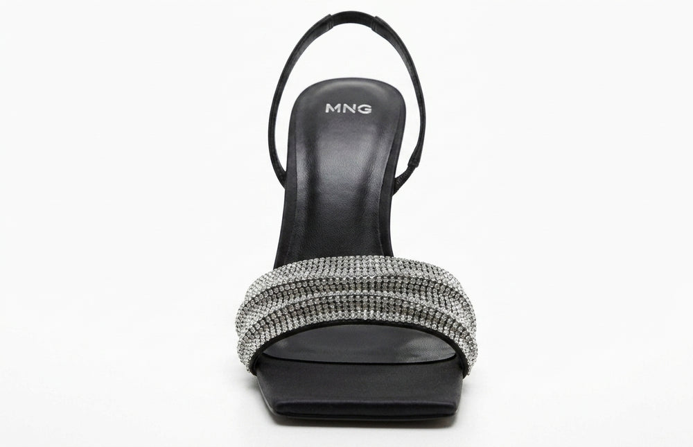 Sandales à talons hauts noires avec brides scintillantes MNG