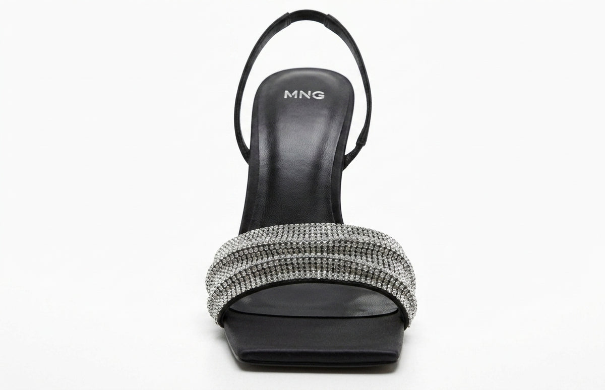 Sandales à talons hauts noires avec brides scintillantes MNG