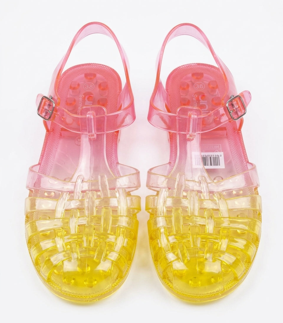 Sandales jelly dégradé rose et jaune