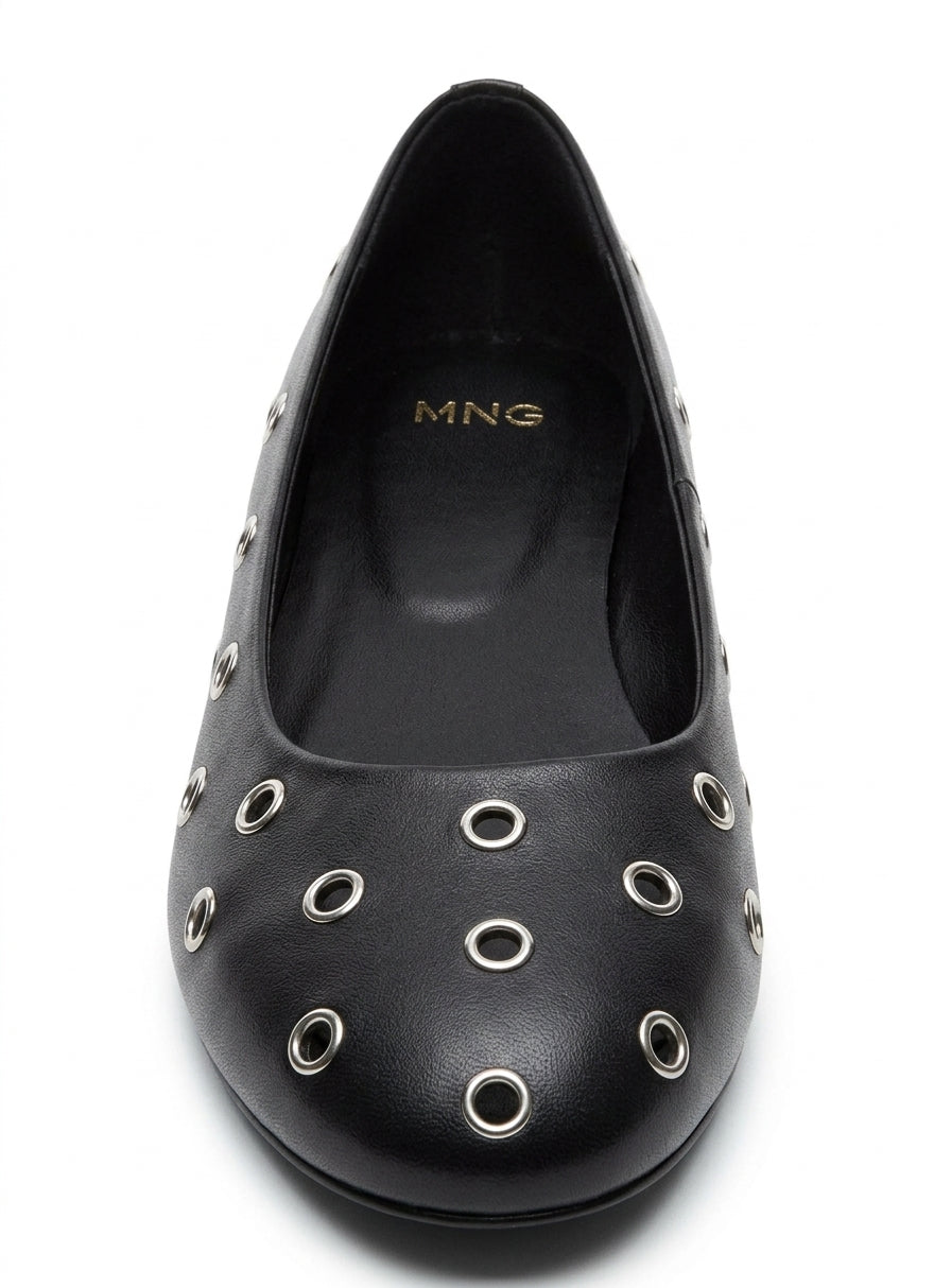 MNG Ballerine noire à œillets