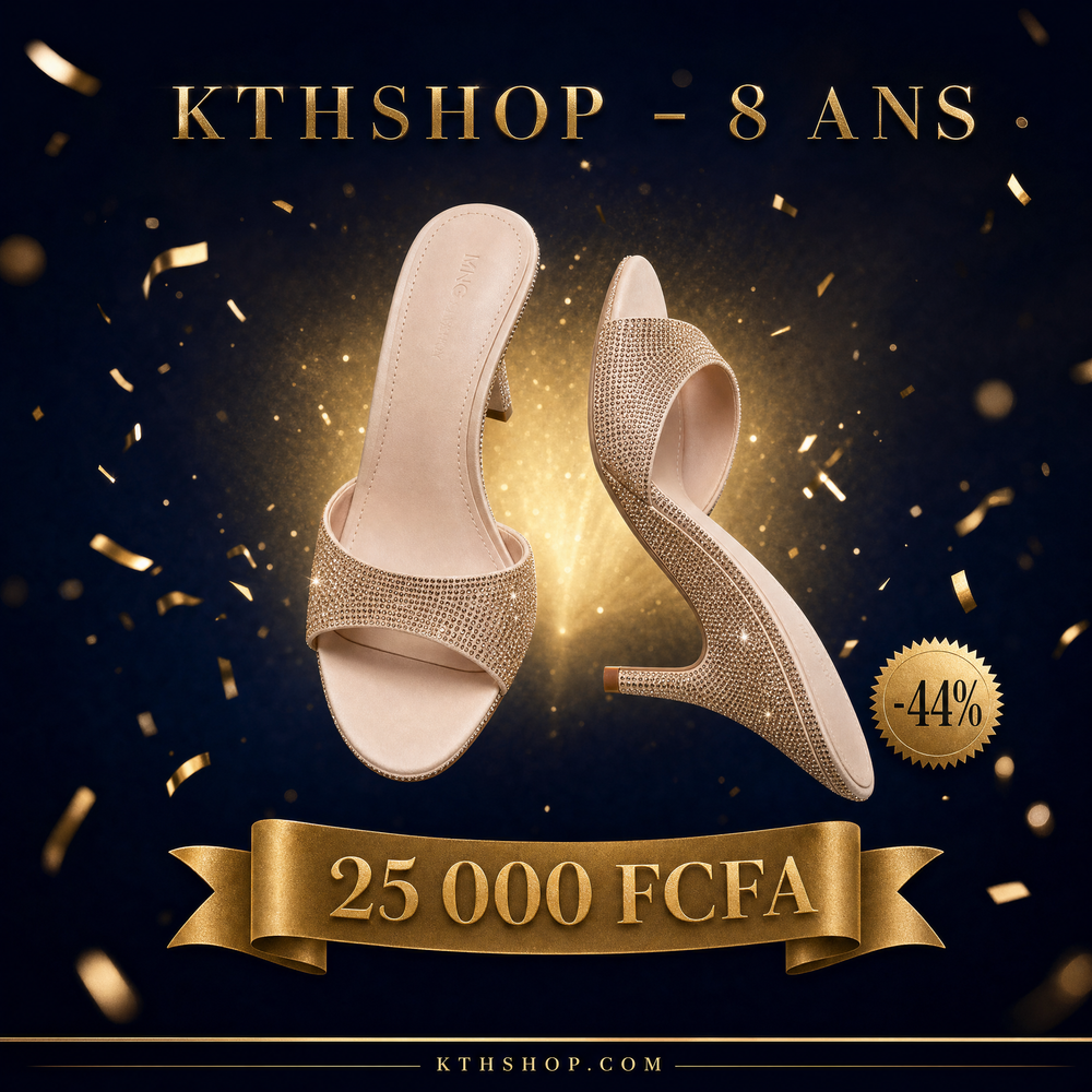 KTHSHOP 8 ans — Sandale à talon MNG beige avec strass à 25 000 FCFA