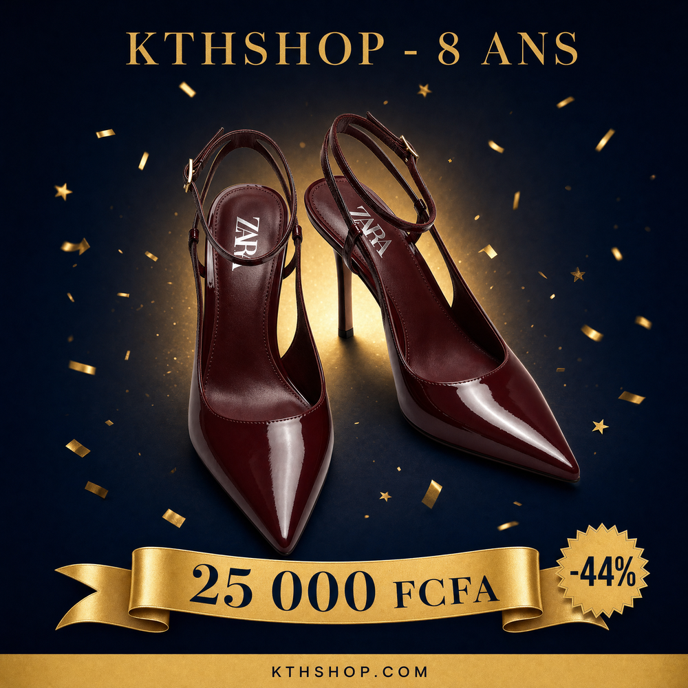 KTHSHOP 8 ans — Escarpins à talons bordeaux vernis MNG à 25 000 FCFA