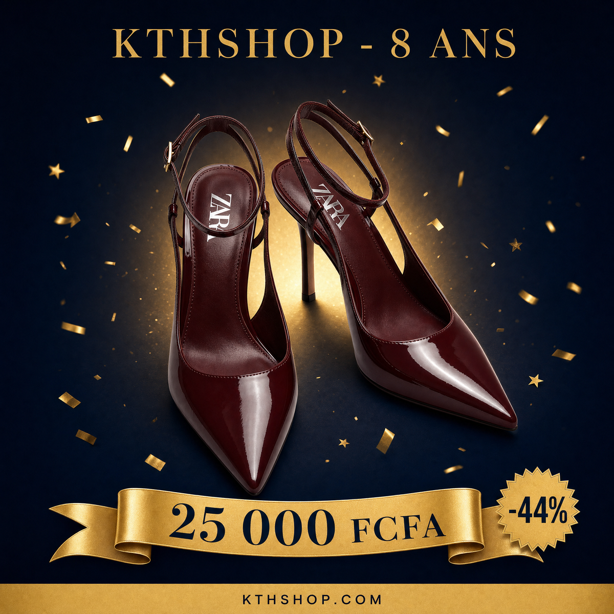KTHSHOP 8 ans — Escarpins à talons bordeaux vernis MNG à 25 000 FCFA