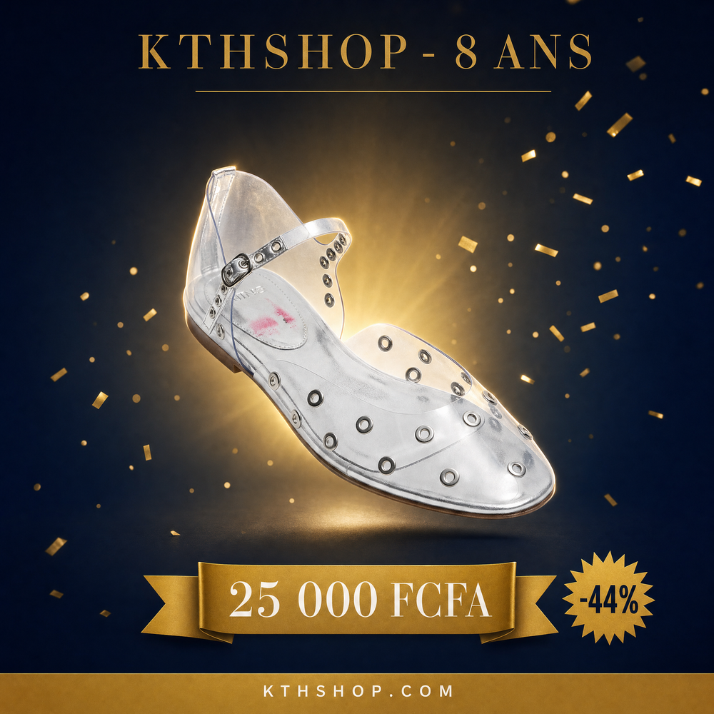 KTHSHOP 8 ans — Ballerine transparente argentée à œillets à 25 000 FCFA