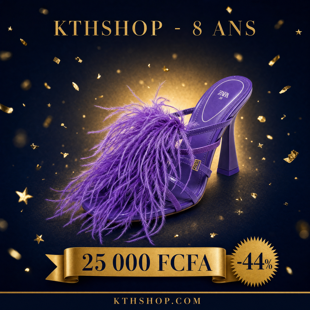 KTHSHOP 8 ans — Sandale à talons violette avec plumes Zara à 25 000 FCFA