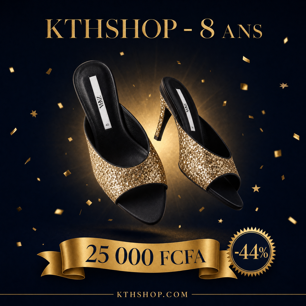 KTHSHOP 8 ans — Mule Zara à paillettes dorées à 25 000 FCFA