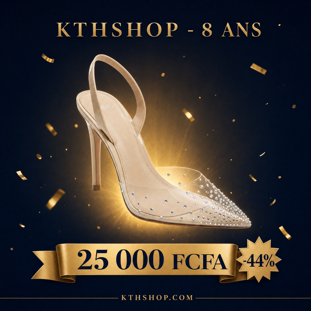 KTHSHOP 8 ans — Escarpin MNG beige à bout transparent et strass à 25 000 FCFA