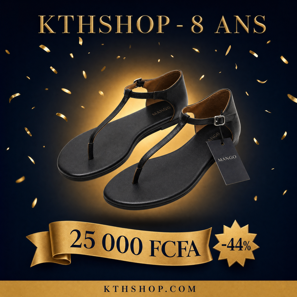 KTHSHOP 8 ans — Sandales plates à entre-doigt noires Mango à 25 000 FCFA