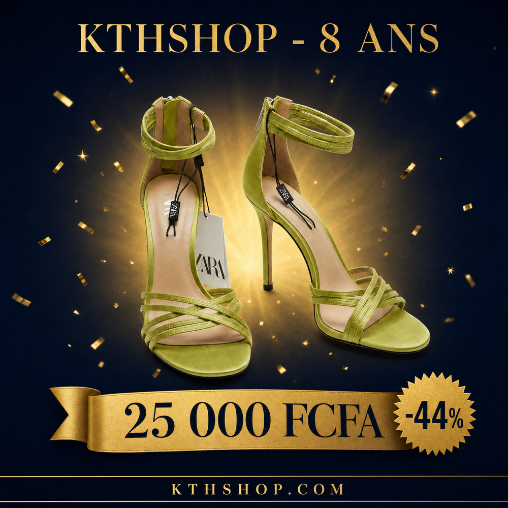 KTHSHOP 8 ans — Sandales à talons en satin vert lime Zara à 25 000 FCFA
