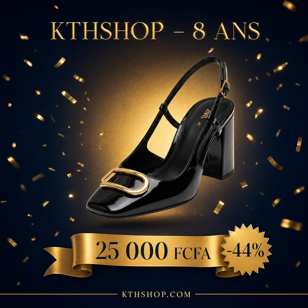 KTHSHOP 8 ans — Chaussure à talon Zara noire vernie avec boucle dorée à 25 000 FCFA