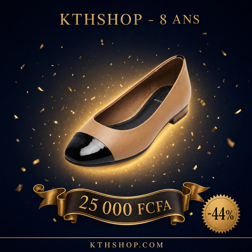 KTHSHOP 8 ans — Ballerine marron à bout noir à 25 000 FCFA