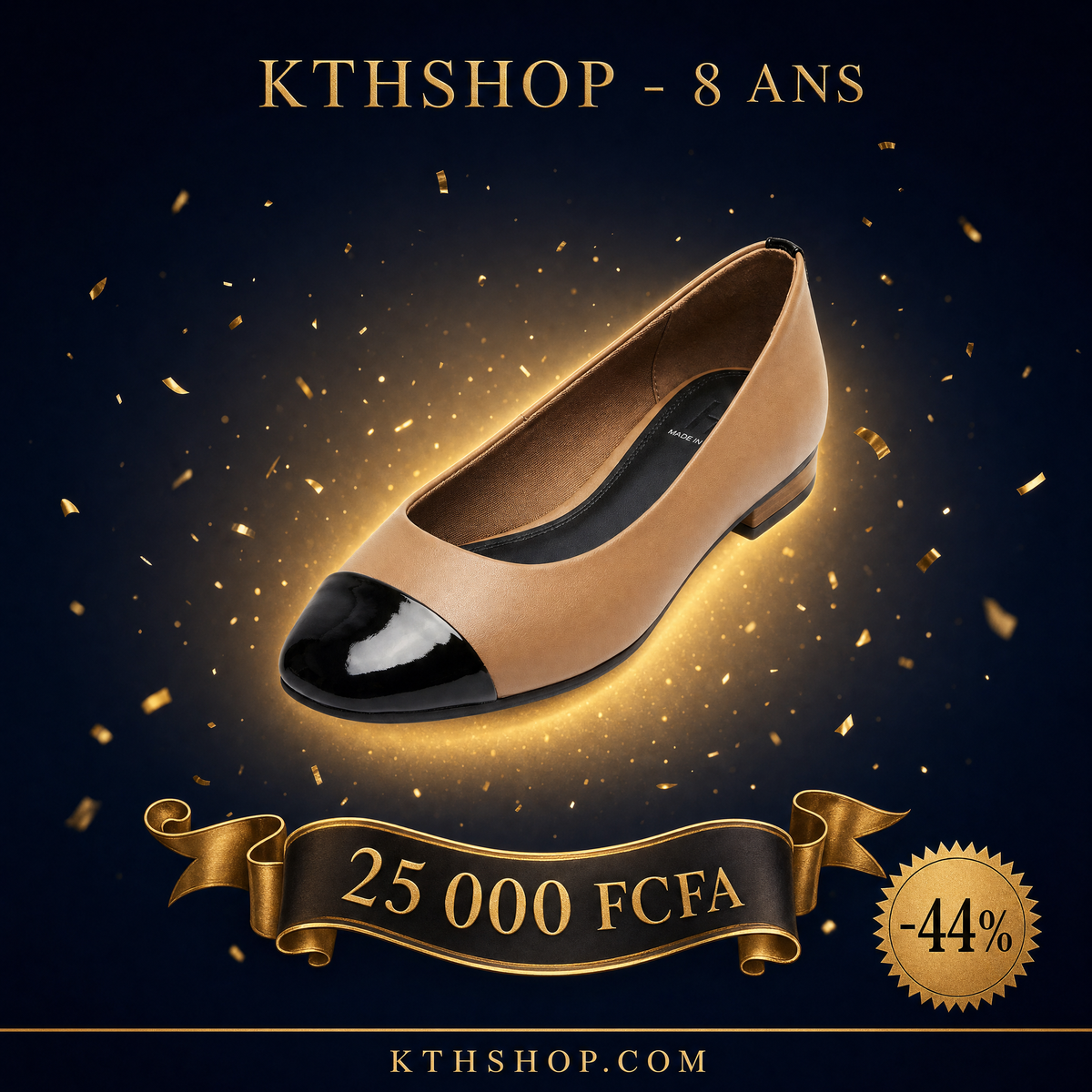KTHSHOP 8 ans — Ballerine marron à bout noir à 25 000 FCFA